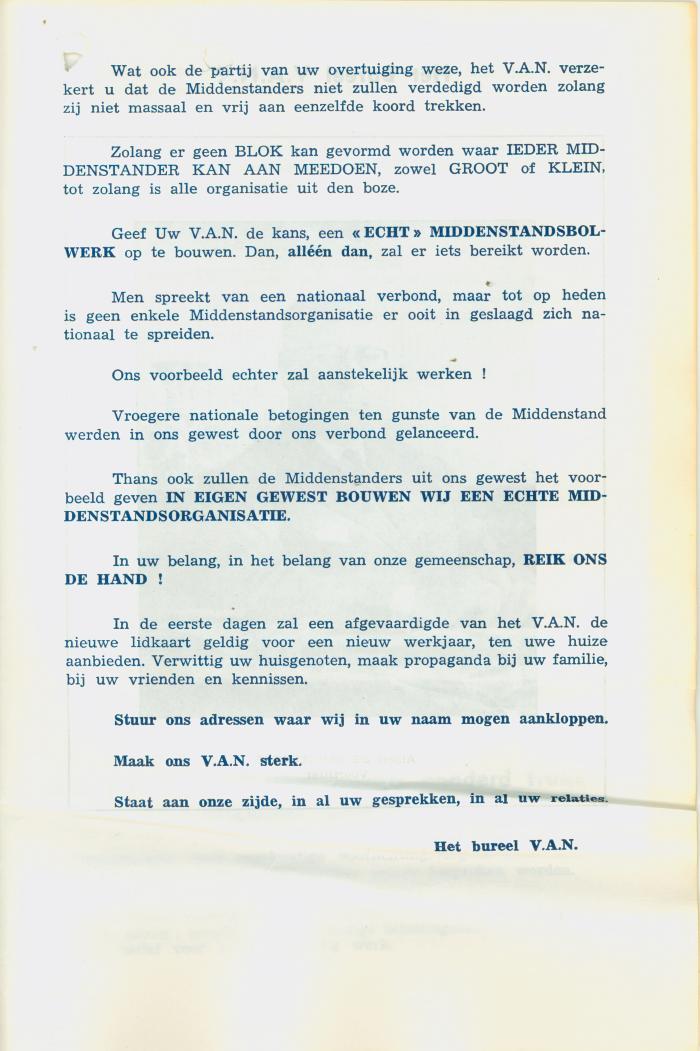 Reclameblaadje V.A.N..
