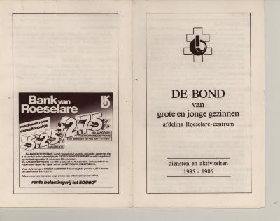 Informatiebrochures De Bond van Grote en Jonge Gezinnen, 1985-1987, Roeselarre