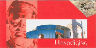 Brochure uitnodiging vooropening opendeurdagen hoofdpostkantoor Roeselare 1 en onthulling borstbeeld Hugo Verriest, zaterdag 26 september 1998.