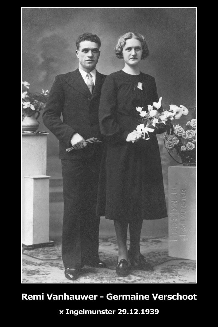 Huwelijksfoto Vanhauwer Remi en Verschoot Germaine, Ingelmunster.