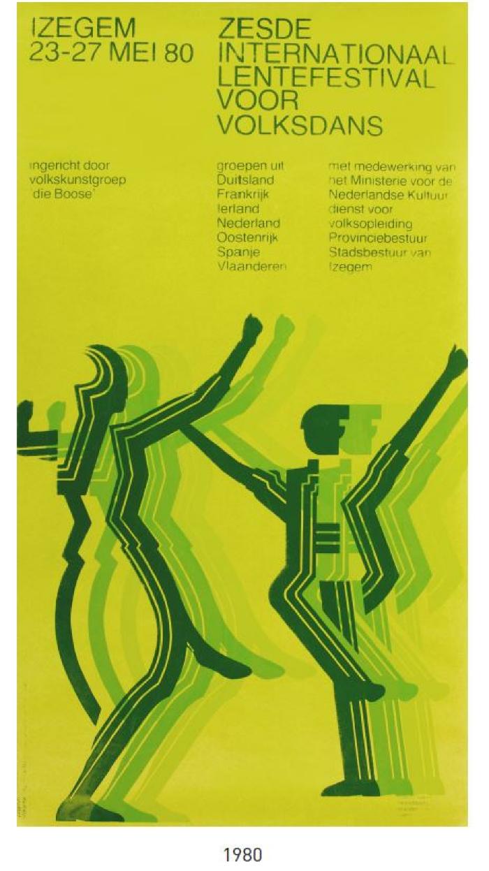 Affiche 6e internationaal lentefestival voor volkdans, 1980, Izegem. 