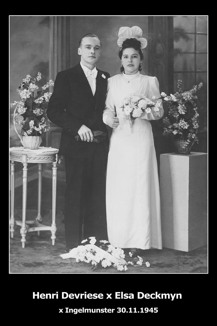 Huwelijksfoto Devriese Henri en Deckmijn Elsa, Ingelmunster.