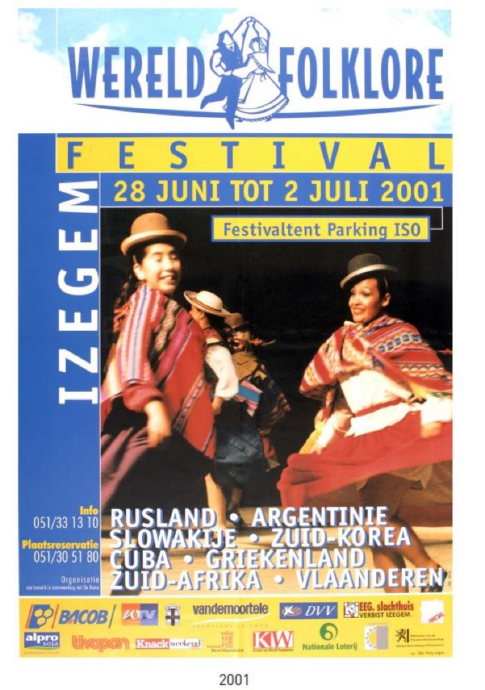 Affiche Wereldfolklorefestival, 2001, Izegem.
