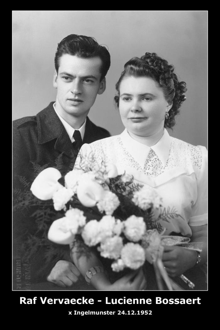 Huwelijksfoto Vervaecke Rafaël en Bossaert Lucienne, Ingelmunster.