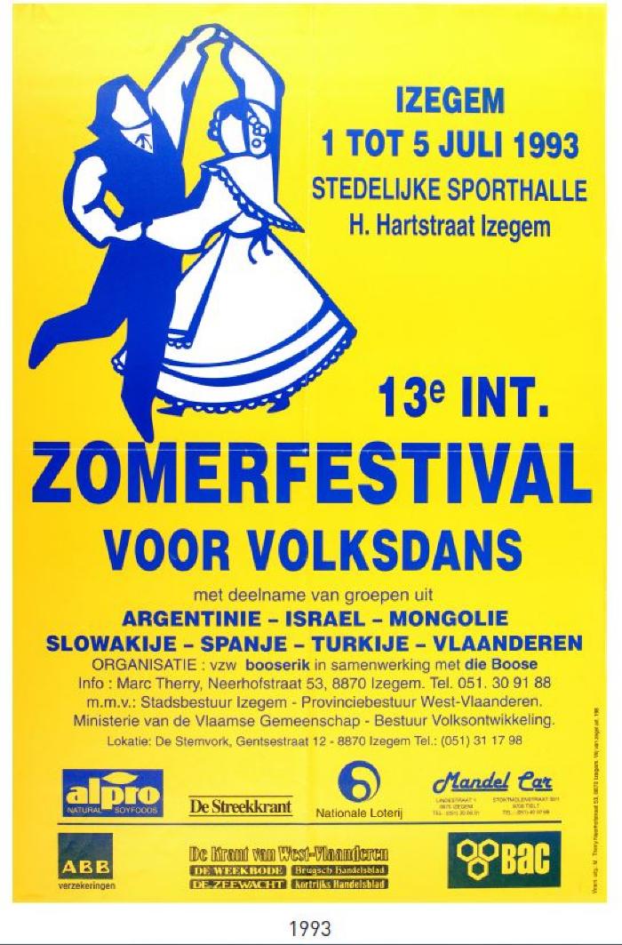 Affiche 13e internationaal zomerfestival voor volksdans, 1993, Izegem.
