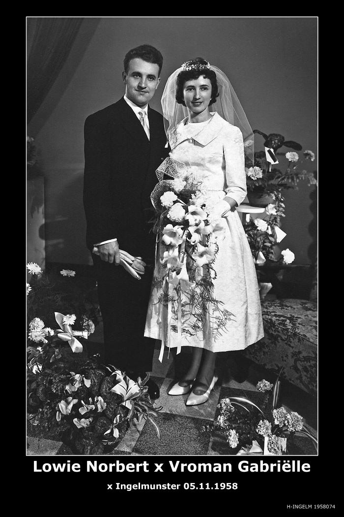 Huwelijksfoto Lowie Norbert en Vroman Gabriëlle, Ingelmunster.