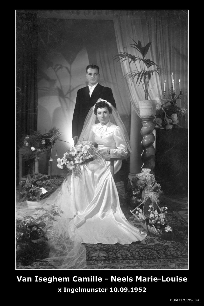 Huwelijksfoto Van Iseghem Camille en Neel Marie-Louise, Ingelmunster.