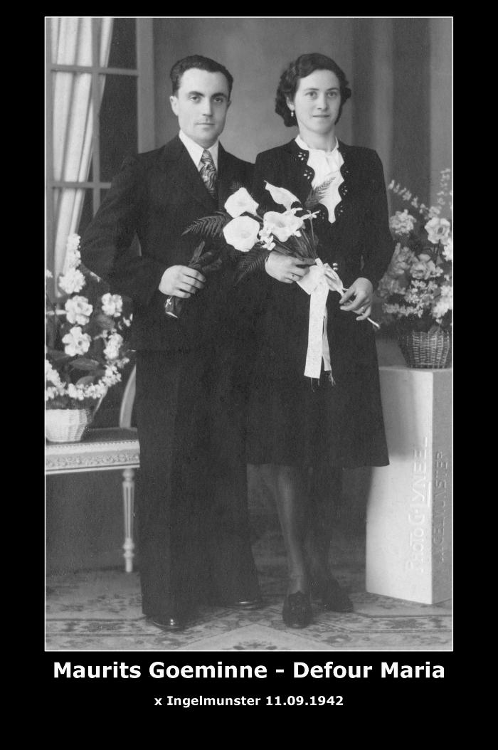 Huwelijksfoto Goeminne Maurits en Defour Maria, Ingelmunster.