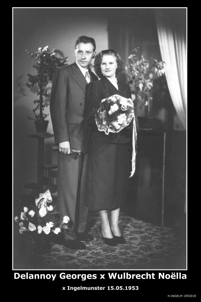 Huwelijksfoto Delannoy Georges en Wulbrecht Noëlla, Ingelmunster.