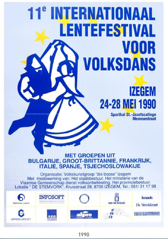 Affiche 11e internationaal lentefeest voor volkdans, 1990, Izegem. 