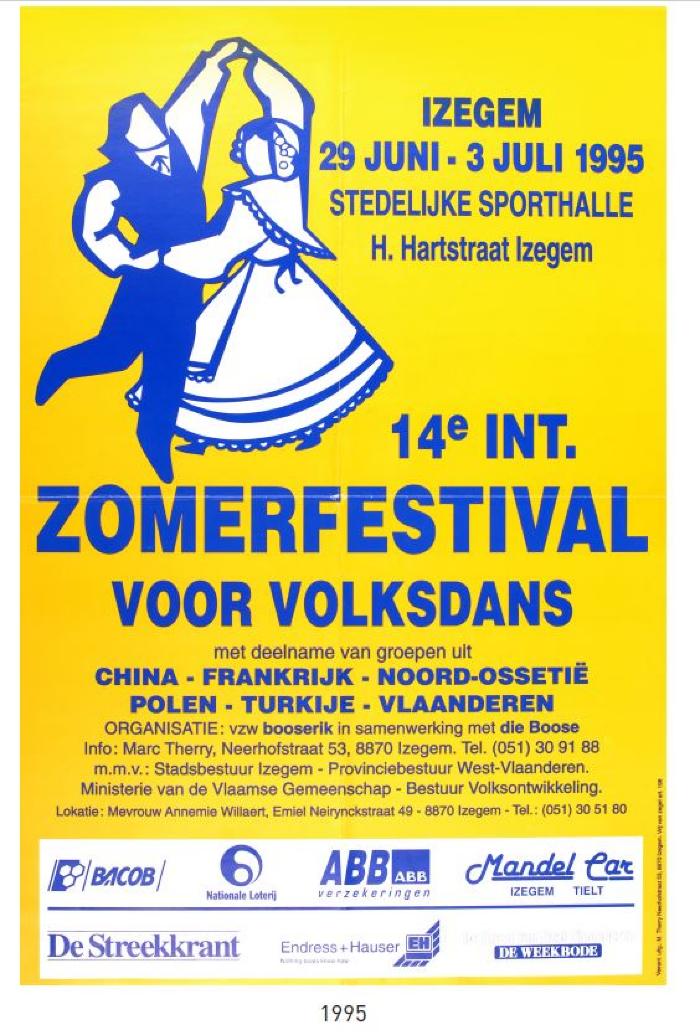 Affiche 14e internationaal zomerfestival voor volksdans, 1995, Izegem.