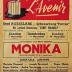Affiche van de Toneel- en Operetteopvoering "Monika" door het  Roeselaars Lyrisch Gezelschap "Kunst Veredelt", Roeselare, 1954