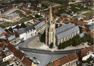 Luchtfoto parochiekerk Sint-Petrus en Paulus, 1961