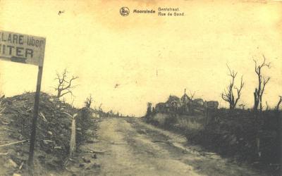 Gentstraat in Moorslede tijdens Wereldoorlog I
