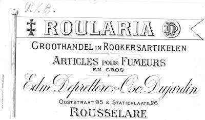 Reclamekaart Roularia rokersartikelen, twintigste eeuw