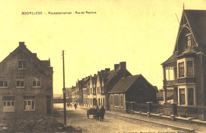 Rousselarestraat Moorslede met huis van familie De Geest