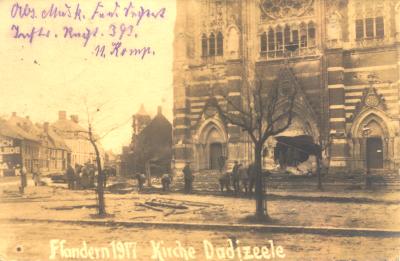 Bominslag basiliek Dadizele, 1917
