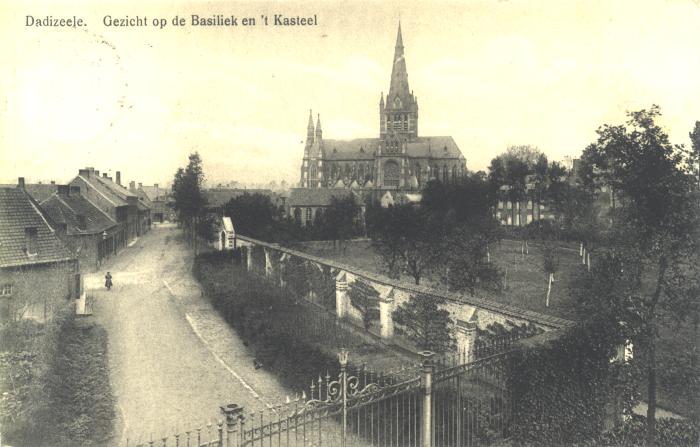 Zicht op basiliek en kasteel, Dadizele, 1914