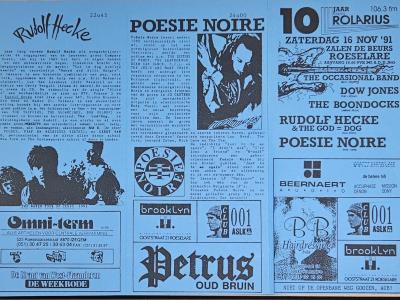 Affiche 10 jaar Radio Rolarius, 16 november 1991, Roeselare