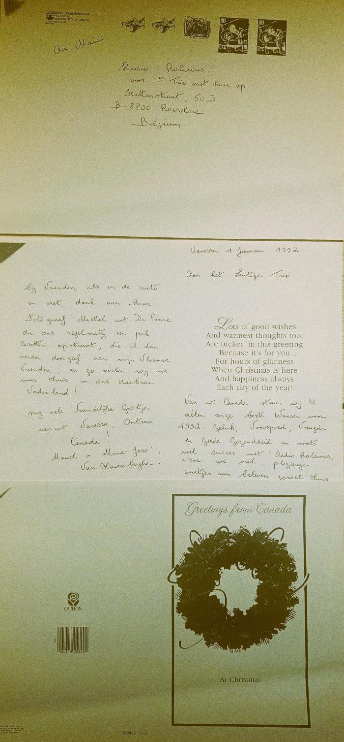 Nieuwjaarskaart van de Canadezen, 1992