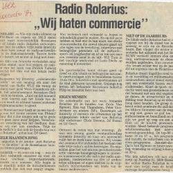 Radio Rolarius: "Wij haten commercie", 7-8 november 1981, Roeselare