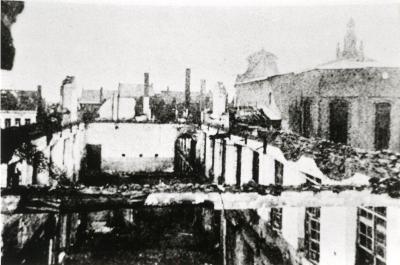 Uitgebrande gebouwen van het Klein Seminarie