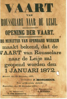 Affiche voor de opening van de vaart Roeselare – Leie