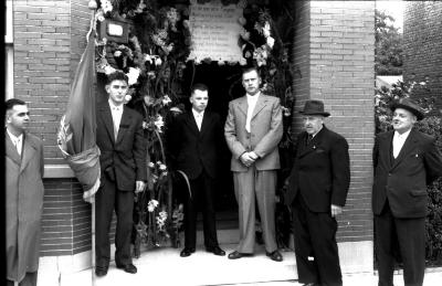 Kampioenviering, vinkenzetten (?), René Geldhof kampioen, Izegem 1957