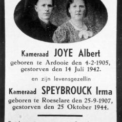 Albert Joye en Irma Speybrouck, verzetshelden WO II