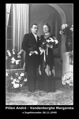 Huwelijk André Pillen - Margareta Vandenberghe, Ingelmunster, 1940