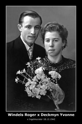 Huwelijk Roger Windels - Yvonne Deckmyn, Ingelmunster, 1942