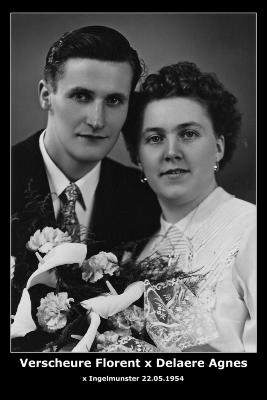 Huwelijk Florent Verscheure - Agnes Delaere, Ingelmunster, 1954